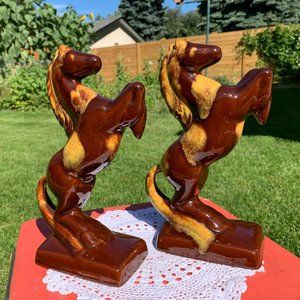 Vintage Blue Mountain Pottery harvest gold horse pair